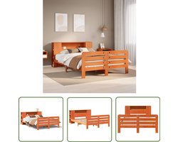 vidaXL Houten Bed - Bedframe - Bedframe zonder matras massief grenenhout wasbruin 140x200 cm - Bed - Slaapkamervloer - Slaapcomfort