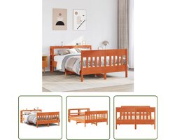 vidaXL Houten Bed - Bedframe - Bedframe zonder matras massief grenenhout wasbruin 150x200 cm - Bedkast - Slaapkamervloer - Slaapcomfort