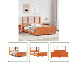 vidaXL Houten Bed - Bedframe - Bedframe zonder matras massief grenenhout wasbruin 160x200 cm - Grenenhouten Bed - Bed Met Opbergvak - Tweepersoonsbed