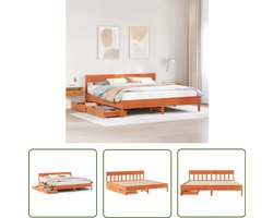 vidaXL Houten Bed - Bedframe - Bedframe zonder matras massief grenenhout wasbruin 200x200 cm - Massief Grenen - Bed Met Lades - Slaapcomfort