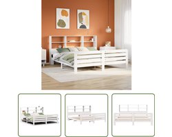 vidaXL Houten Bed - Bedframe - Bedframe zonder matras massief grenenhout wit 180x200 cm - Bed Met Opbergruimte - Kingsize Bed - Tweepersoonsbed