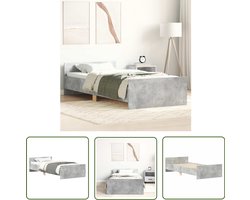 vidaXL Houten Bed - Beton Grijs Bed - Bedframe bewerkt hout betongrijs 90x200 cm - Tweepersoons Bed - Enkel Bed - Slaapcomfort