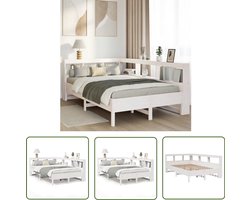 vidaXL Houten Bed - Boekenkastenbed - Bed met boekenkast zonder matras grenenhout wit 120x200 cm - Bed Met Opbergruimte - Slaapkamersuite - Tweepersoonsbed