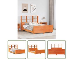 vidaXL Houten Bed - Boekenkastenbed - Bed met boekenkast zonder matras hout wasbruin 120x200 cm - Tweepersoonsbed - Stapelbed - Bed Met Opbergruimte