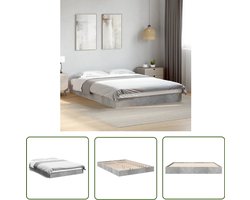 vidaXL Houten Bed Frame - Beton Grijs Bed Frame - Bedframe bewerkt hout betongrijs 140x200 cm - Modern Bed Frame - Minimalistisch Bed Frame - Tweepersoons Bed Frame