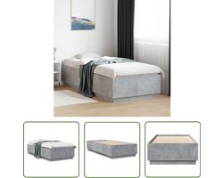 vidaXL Houten Bed Frame - Beton Grijs Bed Frame - Bedframe bewerkt hout betongrijs 90x200 cm - Modern Bed Frame - Compact Bed Frame - Tweepersoons Bed Frame