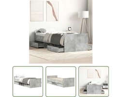 vidaXL Houten Bed Frame - Beton Grijs Bed Frame - Bedframe met hoofd- en voeteneinde betongrijs 100x200 cm - Slaapcomfort - Boxspring Bed - Tweepersoons Bed