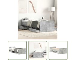 vidaXL Houten Bed Frame - Beton Grijs Bed Frame - Bedframe met hoofd- en voeteneinde betongrijs 90x190 cm - Tweepersoons Bed - Stapelbare Bedlade - Boxspring Bed