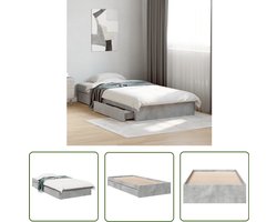 vidaXL Houten Bed Frame - Betongrijs Bed Frame - Bedframe met lades bewerkt hout betongrijs 90x190 cm - Slaapkamersdecoratie - Tweepersoons Bed - Bed Met Lade