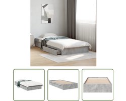 vidaXL Houten Bed Frame - Betonnen Grijs Bed Frame - Bedframe met lades bewerkt hout betongrijs 90x200 cm - Tweepersoons Bed - Slaapkamersdecoratie - Opbergladekasten
