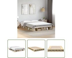 vidaXL Houten Bed Frame - Slaapbank - Bedframe bewerkt hout sonoma eikenkleurig 140x200 cm - Sonoma Eiken - Tweepersoons Bed - Bed Met Opbergruimte