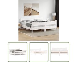 vidaXL Houten Bed - Massief Grenenhout Bed Frame - Bedframe zonder matras massief grenenhout wit 200x200 cm - Bed Frame Wit - King Size Bed Frame - Groot Bed Frame