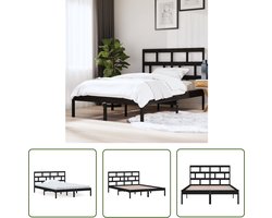 vidaXL Houten Bed - Modern Bedframe - Bedframe massief hout zwart 150x200 cm - Grenenhouten Bed - Black Bed - King Size Bed
