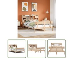 vidaXL Houten Bed - Slaapbank - Bed met boekenkast zonder matras massief grenenhout 140x200 cm - Bed Met Kast - Boekenschrank Bed - Tweepersoonsbed