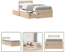 vidaXL Houten Bed - Slaapcomfort - Bed met lades en matras massief grenenhout 100x200 cm - Grenenhouten Bed - Boxspring Bed - Tweepersoonsbed