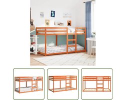 vidaXL Houten Bed - Stapelbed - Stapelbed massief grenenhout wasbruin 90x200 cm - Grenenhouten Bed - Kids Bed - Tweepersoons Bed