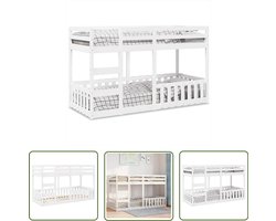 vidaXL Houten Bed - Stapelbed - Stapelbed massief grenenhout wit 80x200 cm - Kids Bed - Tweepersoonsbed - Kamerset