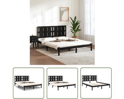 vidaXL Houten Bedframe - Modern Bed Frame - Bedframe massief hout zwart 150x200 cm - Grenenhouten Bed - King Size Bed - Black Bed Frame