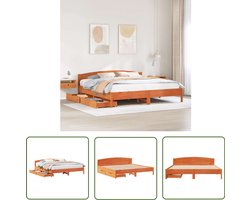vidaXL Houten Bedframe - Slaapcomfort - Bedframe zonder matras massief grenenhout wasbruin 180x200 cm - Boxspring Bed - Tweepersoons Bed - Stapelbare Laden