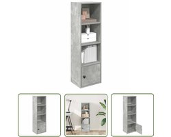 vidaXL Houten Boekenkast - Boekenkast - Boekenkast 31x24x102 cm bewerkt hout betongrijs - Betonnen Boekenkast - Grijze Boekenkast - Compact Boekenkast