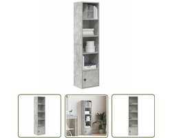 vidaXL Houten Boekenkast - Boekenkast - Boekenkast 31x24x127 cm bewerkt hout betongrijs - Betonnen Grijze Boekenkast - Boekenplank - Opslagoplossing