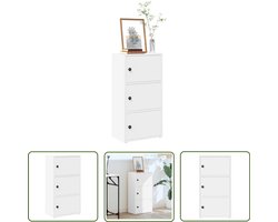 vidaXL Houten Boekenkast - Boekenkast - Boekenkast 40x24x77 cm bewerkt hout wit - Wit Boekenkast - Opbergkast - Bibliotheek