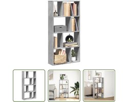 vidaXL Houten Boekenkast - Boekenkast - Boekenkast 60x20x120 cm bewerkt hout betongrijs - Vintage Boekenkast - Industriële Boekenkast - Tv Stand