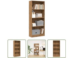 vidaXL Houten Boekenkast - Boekenkast - Boekenkast 60x24x143 cm bewerkt hout artisanaal eikenkleurig - Opbergkast - Bibliotheek Kast - Living Room Furniture