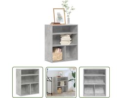 vidaXL Houten Boekenkast - Boekenkast - Boekenkast 60x30x71,5 cm bewerkt hout betongrijs - Betonnen Grijze Boekenkast - Boekenrek - Wanddecoratie