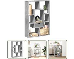 vidaXL Houten Boekenkast - Boekenkast - Boekenkast 63x20x90 cm bewerkt hout betongrijs - Boekenplank - Opbergkast - Vintage Boekenkast