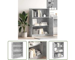 vidaXL Houten Boekenkast - Boekenkast - Boekenkast 80x24x109 cm bewerkt hout betongrijs - Opbergkast - Bibliotheekkast - Tv Meubel