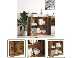 vidaXL Houten Boekenkast - Boekenkast - Boekenkast 80x24x76 cm bewerkt hout oud houtkleurig - Opbergkast - Bibliotheekkast - Tv-stand