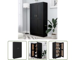 vidaXL Houten Boekenkast - Boekenkast - Boekenkast 82,5x30,5x150 cm bewerkt hout zwart - Zwarte Boekenkast - Bibliotheekkast - Opslagmeubel
