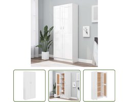 vidaXL Houten Boekenkast - Boekenkast - Boekenkast 82,5x30,5x185,5 cm bewerkt hout wit - Wit Boekenkast - Bibliotheek - Opslagmeubel