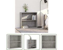 vidaXL Houten Boekenkast - Boekenkast - Boekenkast met 2 schappen 80x30x76,5 cm bewerkt hout betongrijs - Betonnen Grijze Boekenkast - Boekenplank - Opbergkast