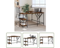 vidaXL Houten Bureau - Bureau - Bureau 139x139x75 cm bewerkt hout gerookt eikenkleurig - Kantoorbureau - Computerbureau - Bruine Bureau