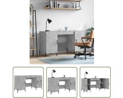 vidaXL Houten Bureau - Bureau - Bureau 140x50x75 cm bewerkt hout betongrijs - Industrieel Bureau - Beton Grijs - Kantoorbureau