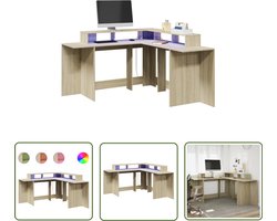 vidaXL Houten Bureau - Bureau - Bureau met LED-verlichting 152x152x91 cm hout sonoma eikenkleur - Sonoma Eiken Kleur - Led Bureaulamp - Computer Bureau