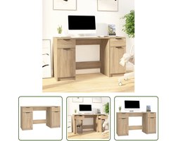 vidaXL Houten Bureau - Kantoorbureau - Bureau met bijzetkast bewerkt hout sonoma eikenkleurig - Sonoma Eiken Bureau - Bureau Met Kast - Computer Bureau