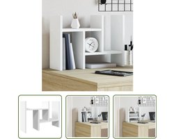 vidaXL Houten Bureau Organizer - Bureau Organizer - Bureau organiser 34,5x15,5x35,5 cm bewerkt hout wit - Bureauopruimers - Organisator Bureau - Opslag Oplossing