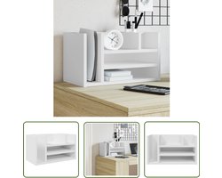 vidaXL Houten Bureau Organizer - Bureau Organizer - Bureau organiser 44,5x24x25 cm bewerkt hout wit - Bureauopbergers - Opbergvakken - Kantoorartikelen