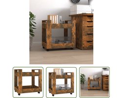vidaXL Houten Bureaukast - Bureaukastje - Bureaukastje 60x45x60 cm bewerkt hout gerookt eikenkleurig - Buro Kast - Opbergkast - Werkkast