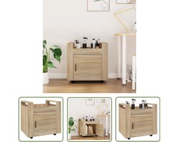 vidaXL Houten Bureaukast - Bureaukastje - Bureaukastje 60x45x60 cm bewerkt hout sonama eikenkleurig - Buro Kast - Compact Bureau - Sonoma Eiken