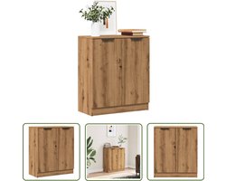 vidaXL Houten Dressoir - Dressoir - Dressoir 60x30x70 cm bewerkt hout artisanaal eikenkleurig - Eiken Kleurige Dressoir - Compact Dressoir - Opberg Dresser