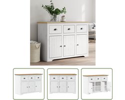 vidaXL Houten Dressoir - Dressoir - Dressoir BODO 115,5x44x80 cm massief grenenhout wit en bruin - Grenenhouten Dressoir - Vintage Dressoir - Landelijk Dressoir