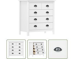 vidaXL Houten Dressoir - Dressoir - Dressoir Hill 79x40x80 cm massief grenenhout wit - Grenenhouten Dressoir - Wit Dressoir - Vintage Dressoir