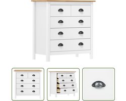 vidaXL Houten Dressoir - Dressoir - Dressoir Hill 79x40x80 cm massief grenenhout wit - Grenenhouten Dressoir - Witte Dressoir - Vintage Dressoir