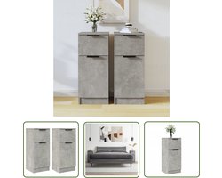 vidaXL Houten Dressoir - Dressoir - Dressoirs 2 st 30x30x70 cm bewerkt hout betongrijs - Grijze Dressoir - Compacte Dressoir - Opberg Dresser