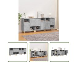 vidaXL Houten Dressoir - Dressoir - Dressoirs 3 st 60x35x70 cm bewerkt hout betongrijs - Grijze Dressoir - Vintage Dressoir - Salontafel