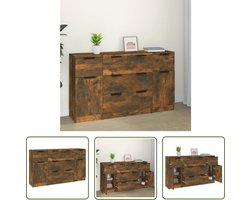 vidaXL Houten Dressoir - Dressoirset - 3-delige Dressoirset bewerkt hout gerookt eiken - Bruine Dressoir - Landelijk Dressoir - Vintage Dressoir